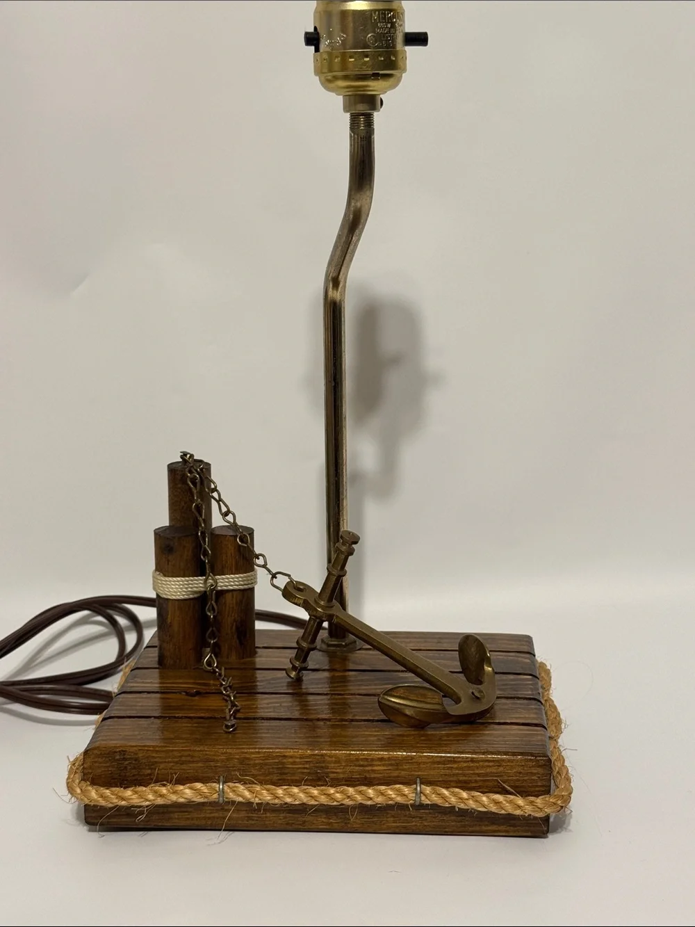 Vintage Nautical Anchor Table Lamp Mid Century Maritime Decor